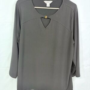 Liz Claiborne Black Keyhole Blouse